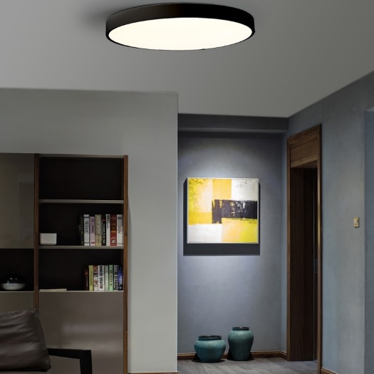 Round LED Ceiling Light Black in study room
