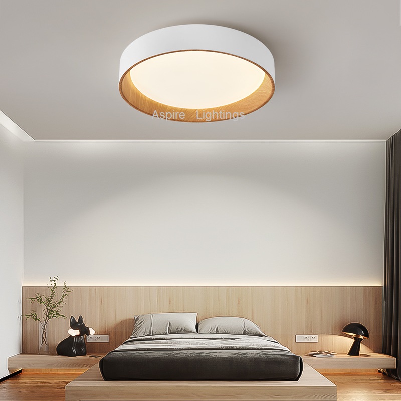LED Ceiling Light White Wood in bedroom