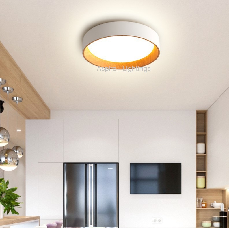 LED Ceiling Light White Wood in living
