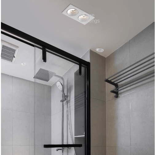 GU10 Anti-Glare LED Downlight White Twin in bathroom