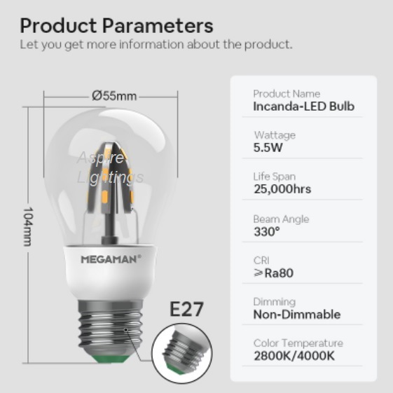 E27 LED Bulb Megaman specifications