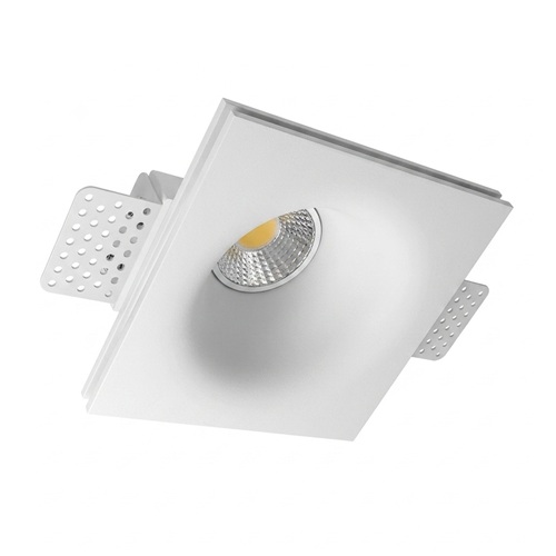 trimless recessed gypsum downlight front view with GU10 bulb.