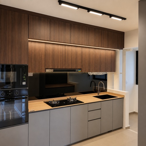 Linear Track Light black in Singapore BTO kitchen