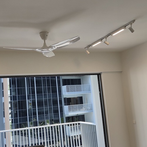White Linear Track Lighting installed in Singapore condo living room
