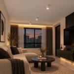 Astra white surface mount cylinder downlights in a modern HDB living room