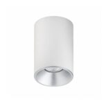 White silver cylinder ceiling light with recessed GU10 bulb opening