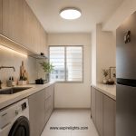 white round LED ceiling light installed in BTO kitchen.
