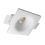 Square gypsum trimless recessed downlight with GU10 bulb