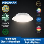 Megaman V3 round LED downlight with CRI 92 and 120 lm/W feature badges