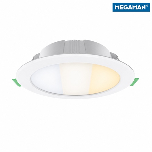 Megaman Round Tri-Tone LED Downlight Megaman round tri-tone bedroom recessed downlight in white