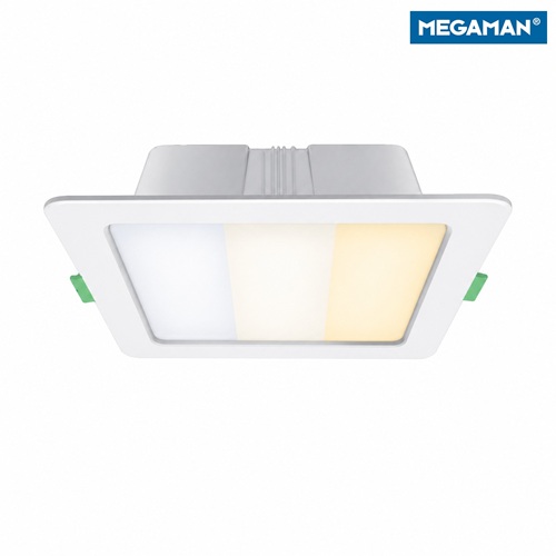 Megaman square tri-tone living room recessed lighting with three colour temperatures.