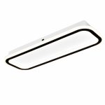 Sleek modern slim rectangle ceiling light with black frame trimming on a white background.
