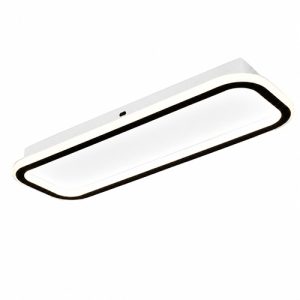 Sleek modern slim rectangle ceiling light with black frame trimming on a white background.