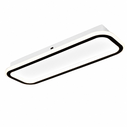 Sleek modern slim rectangle ceiling light with black frame trimming on a white background.