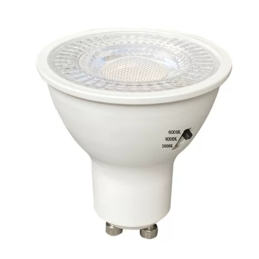 LED 7W GU10 bulb with selectable 3CCT built-in switch