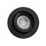 Front view of matt black adjustable recessed spotlight tiltable downlight with GU10 bulb