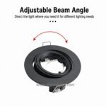 Black eyeball recessed downlight showing its tiltable inner ring.
