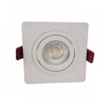 Matt white square tiltable recessed downlight with GU10 bulb