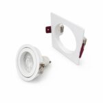 Square tiltable recessed downlight with detached inner rim for GU10 bulb replacement