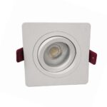 White square tiltable recessed downlight with angled GU10 bulb
