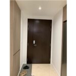Actual image of White tiltable downlight lighting a Singapore condo entrance foyer