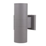 Twin spotlight exterior wall light matt grey aluminium IP65 outdoor wall light