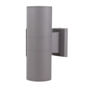 Twin spotlight exterior wall light matt grey aluminium IP65 outdoor wall light