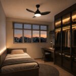 Black Bestar Raptor Ceiling fan with light in BTO common bedroom