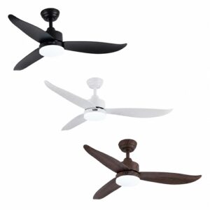 Bestar Razor Ceiling Fan in black, white and oak wood