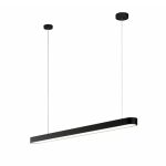 Architectural black rectangle ceiling light fixture with clean suspension cables shown on a white background.