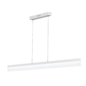 minimalist linear pendant light in white.