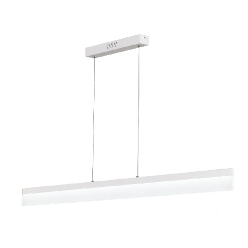 minimalist linear pendant light in white.