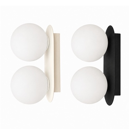 Pearl Glass Ball Wall Light Black and White Pearl black and white wall with light frosted glass balls