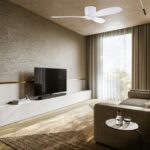 White Hugger Ceiling Fan in Singapore Condo living room setup