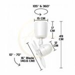 Point One Storm Type II white corner fan dimensions and movement range