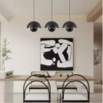 japandi dining pendant light above modern dining table