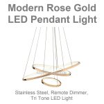 Stainless steel modern hanging light fixtures in electroplated rose gold color