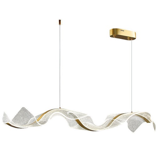 Wave Gold Pendant Light Wave Gold dining room pendant light fixtures with acrylic diffuser