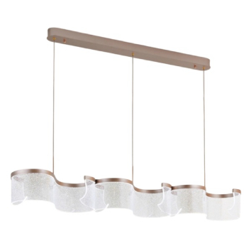 Seraphina dining table light pendant with wavy acrylic shade in champagne carmine