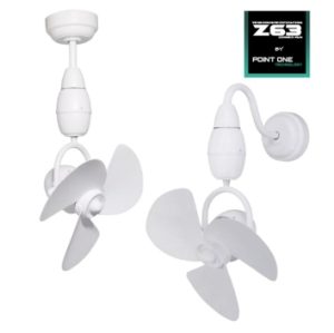 Point One Pzero Z63 Corner Fan Ceiling Wall Mount – White