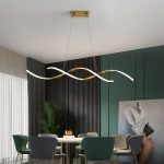 luxury designer pendant light Infinity Gold above modern dining table