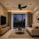 Sken gun metal surface mount ceiling lights in modern HDB living room