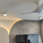 White Round Surface Mount LED Downlight at HDB living room TV feature wall