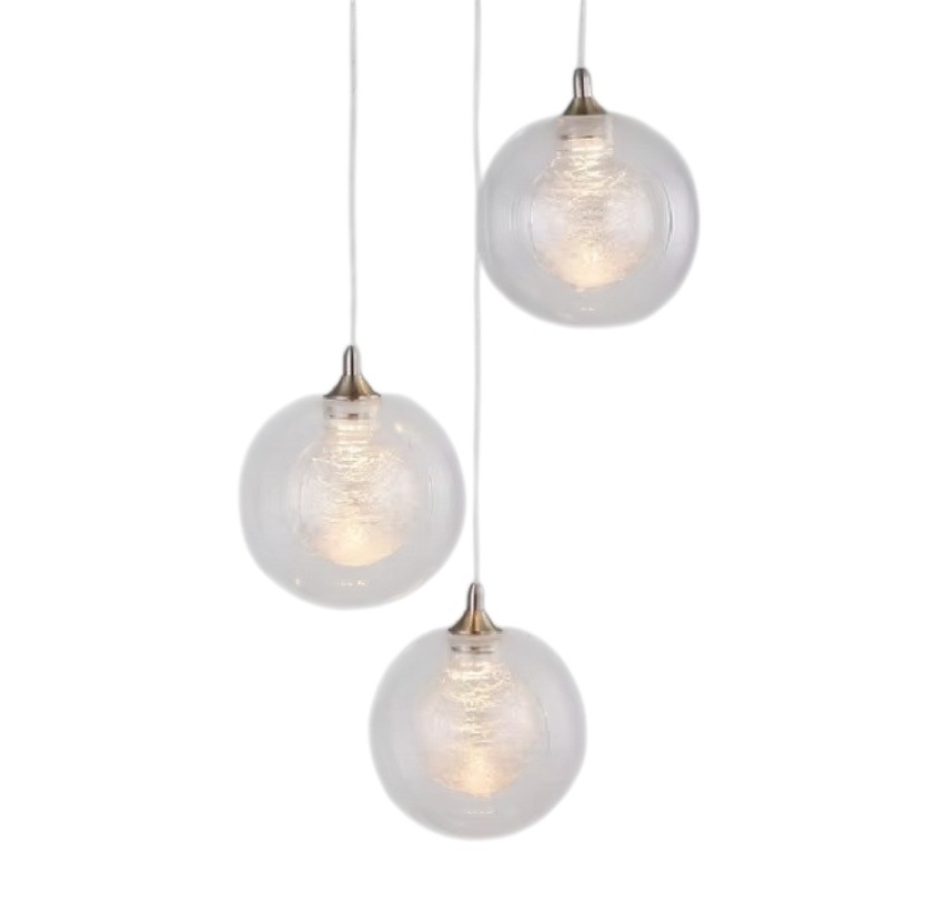 Aura Glass Ball kitchen island hanging lamps in clear glass pendant light design