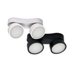 Twin LED ceiling light without false ceiling rotatable tiltable surface mounted lighting in black and white