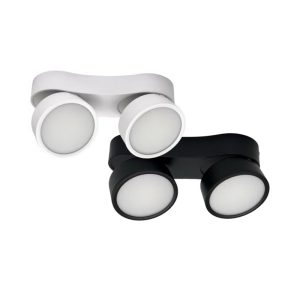 Twin LED ceiling light without false ceiling rotatable tiltable surface mounted lighting in black and white