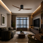 Mowe Helios smart ceiling fan in Singapore HDB living room