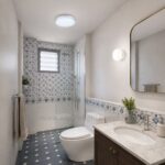 Crystaline 26cm round crystal ceiling lamp installed in a modern HDB bathroom