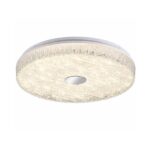 Crystaline round crystal LED ceiling light with silver chrome centre accent on white background
