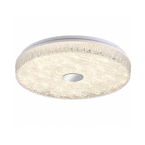Crystaline round crystal LED ceiling light with silver chrome centre accent on white background